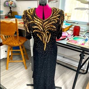 MARK and JOHN By SAM 100% Silk Beaded Sequin Formal Dress Women’s Size Medium